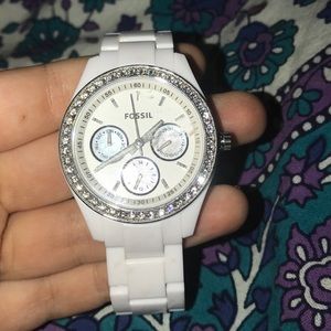 White Fossil Watch